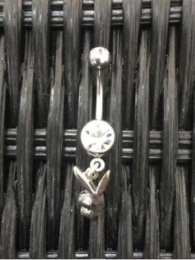 playboy bunny silver dangly belly button navel ring